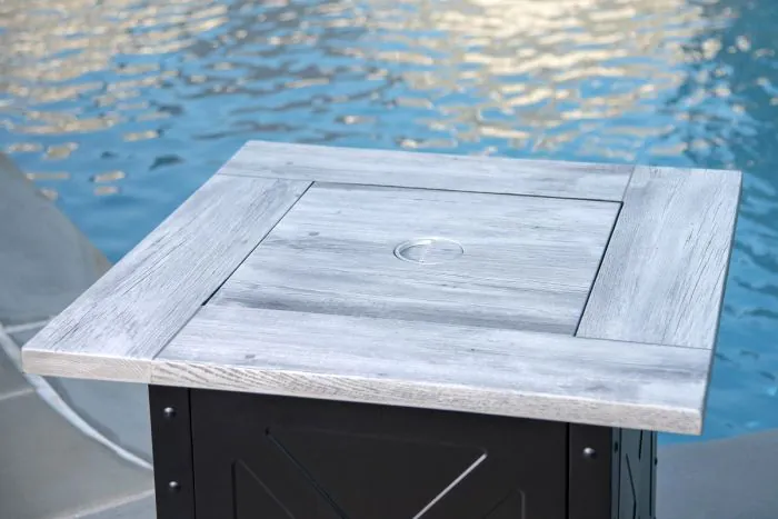 Moderna 30-Inch Weathered Gray Wood Fire Table LP can be found at the following stores