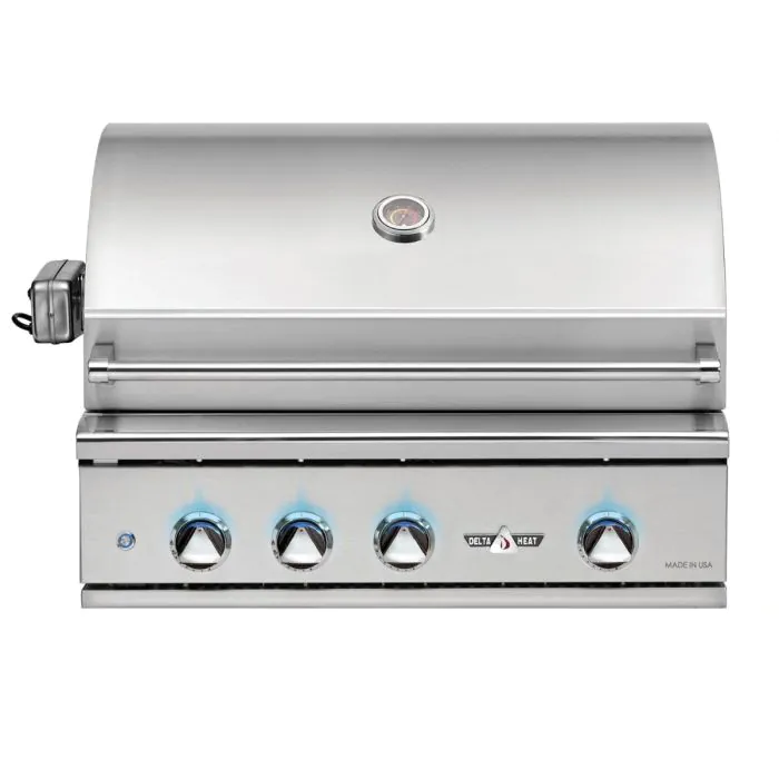 32" Delta Heat Gas Grill with Rotisserie, White Control Panel- LP- DHBQ32R-WL