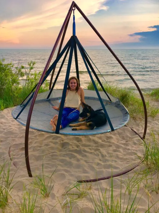 7 FT Dia Hanging Hammock Flying Saucer with Stand - FHFSSVR-SET