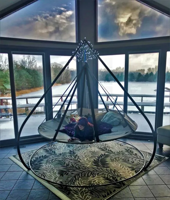 7 FT Dia Hanging Hammock Flying Saucer with Stand - FHFSSVR-SET