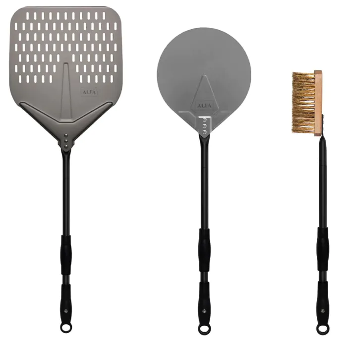 Alfa 48" Large Pizza Peel Kit (Peel  Turner  Brush) - AC-3PCLGPEELSET