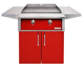 Alfresco 30-Inch Dedicated Griddle with Cart - Natural Gas - Carmine Red-Gloss - AXE-30GTC-NG-S3002