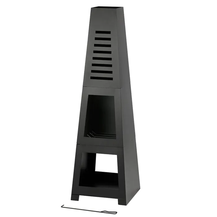 HeatMaxx 59" Steel Outdoor Wood Burning Chiminea Fire Pit with Built-in Log Storage - SRCH20