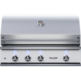 Delta Heat 38-Inch 3-Burner Built-In Propane Grill w Rotisserie - White Control Panel - DHBQ38R-WL