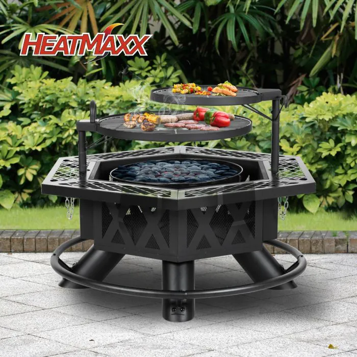 Shinerich 37.4 in.  Black Hex-Shaped Ranch Fire Pit – SRFP22403