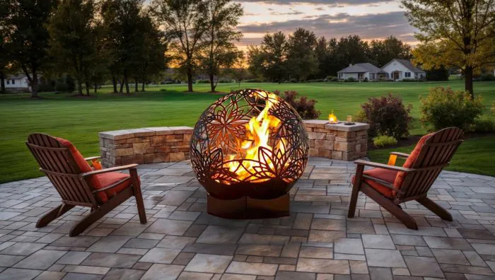 Flowerhouse 50-Inch Bonfireball Fire Pit - Lotus in Stainless Steel - 50BFBL-SS
