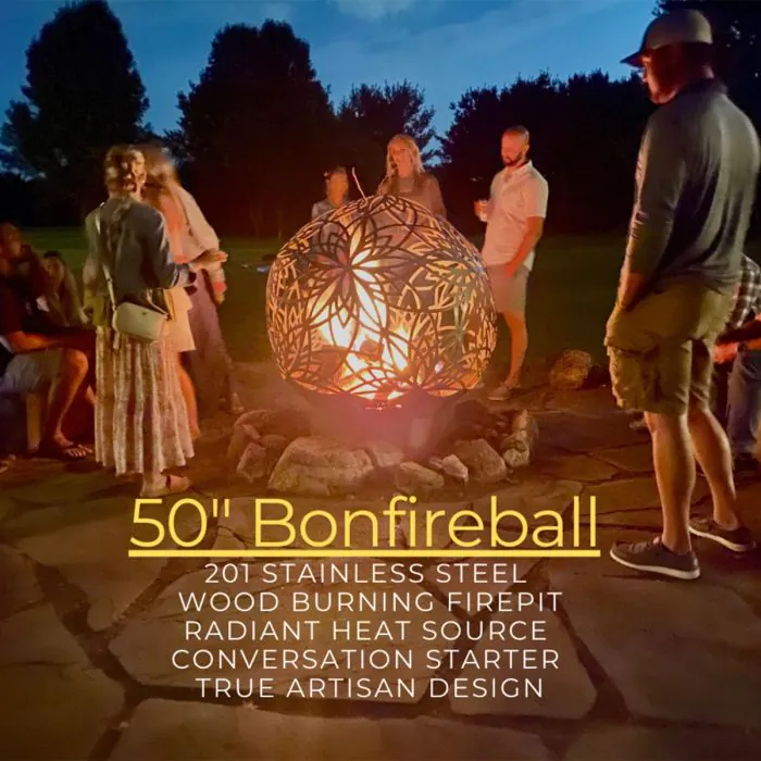 Flowerhouse 50-Inch Bonfireball Fire Pit - Lotus in Stainless Steel - 50BFBL-SS