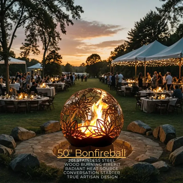 Flowerhouse 50-Inch Bonfireball Fire Pit - Lotus in Stainless Steel - 50BFBL-SS