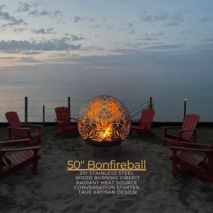 Flowerhouse 50-Inch Bonfireball Fire Pit - Lotus in Stainless Steel - 50BFBL-SS