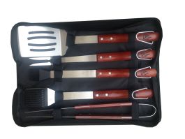 Barbeques Galore Rosewood Handle Tool Set - 5 Pieces can be found at the following stores